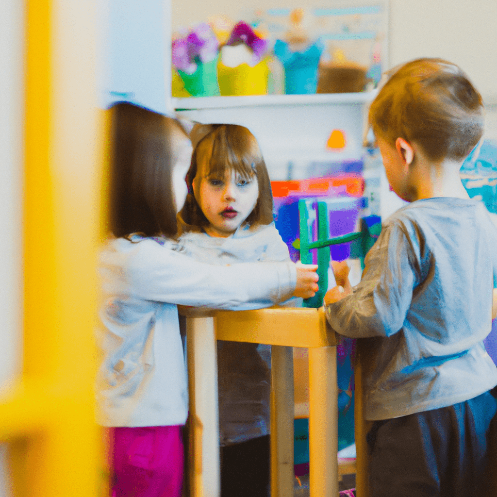 A photo capturing children collaborating and problem-solving in a Montessori classroom filled with hands-on learning materials. Sigma 85 mm f/1.4. No text.. Sigma 85 mm f/1.4. No text.