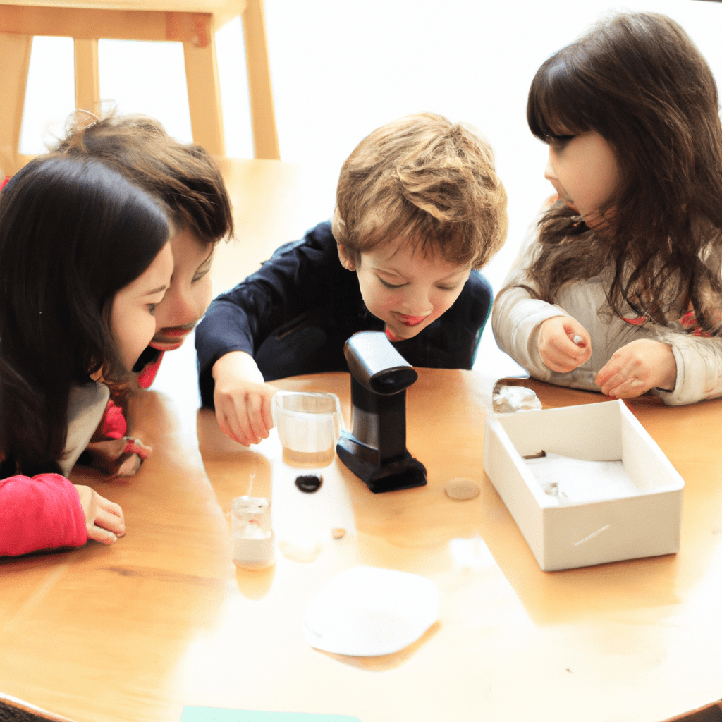 4 - An image capturing the excitement of children conducting a collaborative Montessori research project, exploring and discovering the wonders of the world around them. Canon 24-70mm f/2.8. No text.. Sigma 85 mm f/1.4. No text.