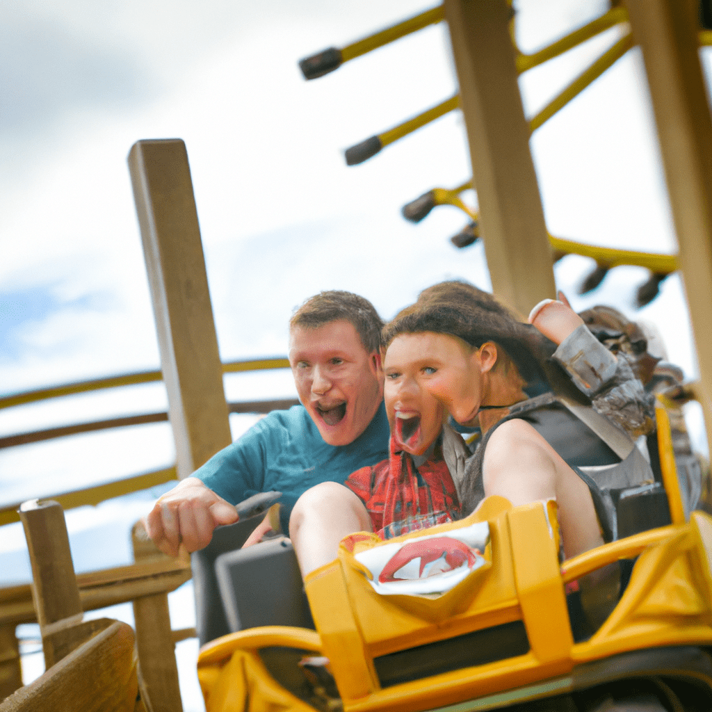 [ ] A family enjoying a thrilling roller coaster ride in a Czech adventure park. Sigma 85 mm f/1.4. No text.