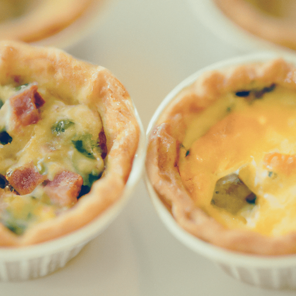 7 - [Picture: Mini quiches]
These adorable and delicious mini quiches are the perfect snack for kids on-the-go. With options like spinach, bacon, and cheese, they are a healthy and customizable treat that will satisfy even the pickiest eaters. A delightful option for your family trip. Sigma 85 mm f/1.4. No text.. Sigma 85 mm f/1.4. No text.