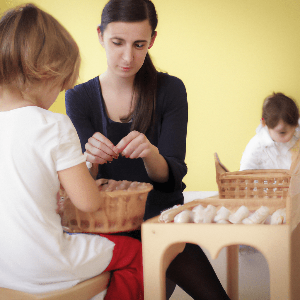 2 - [An image capturing the essence of a Montessori teacher: gently guiding and observing children as they explore their chosen activities in a prepared environment.]. Canon 50mm f/1.8. No text.. Sigma 85 mm f/1.4. No text.