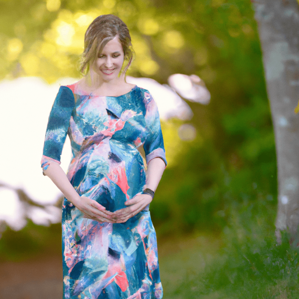 A photo showcasing a pregnant woman glowing in a stylish A-line dress that perfectly accentuates her growing belly. Sigma 85 mm f/1.4. No text.. Sigma 85 mm f/1.4. No text.