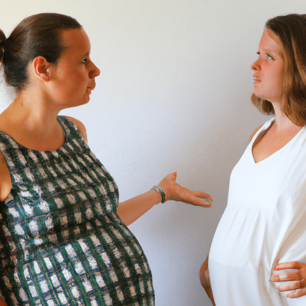A pregnant woman having a friendly conversation with her birth assistant, building trust and open communication. Canon EOS 5D Mark IV. No text.. Sigma 85 mm f/1.4. No text.
