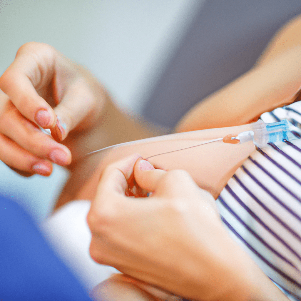 A photo of a woman receiving a hormonal injection for contraception while breastfeeding.. Sigma 85 mm f/1.4. No text.