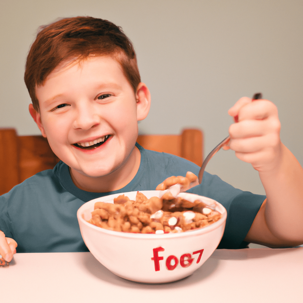 A photo of a child happily enjoying a bowl of gluten-free cereal, highlighting the importance of choosing suitable cereal options for children with gluten intolerance. Sigma 35 mm f/1.4. No text.. Sigma 85 mm f/1.4. No text.
