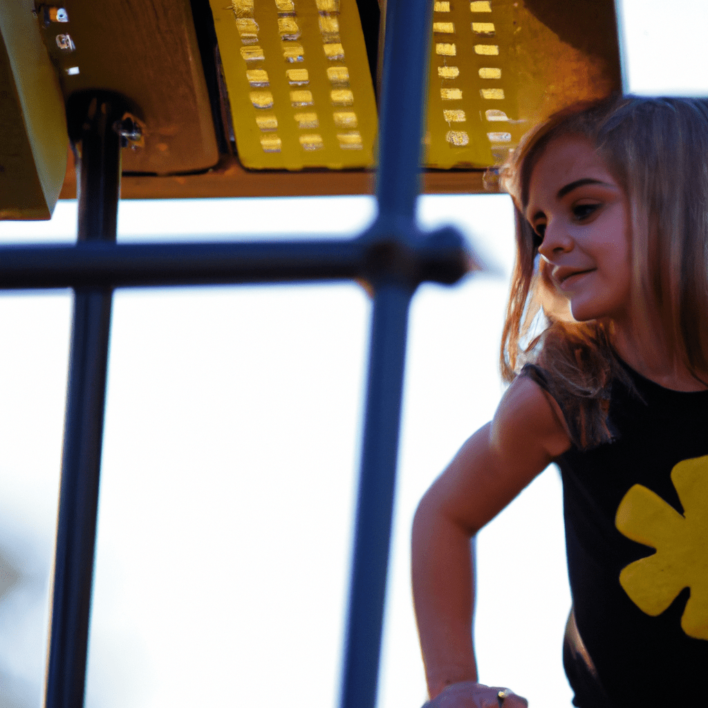 3 - [A photo of a child climbing a jungle gym] Climbing on a jungle gym is a fun way for children to develop their gross motor skills and coordination. Sigma 85 mm f/1.4. No text.. Sigma 85 mm f/1.4. No text.