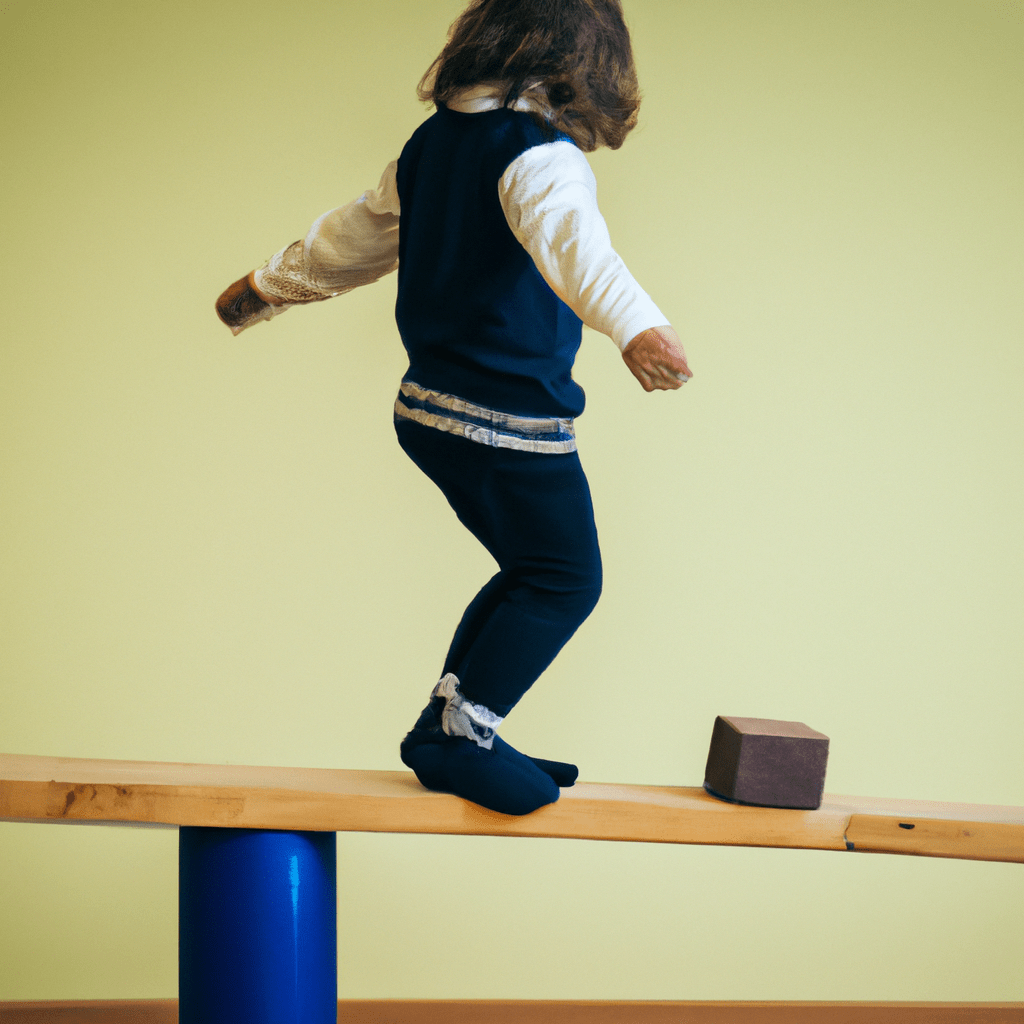 Photo description: A child balances on a narrow beam, finding the equilibrium between freedom and discipline in Montessori education.. Sigma 85 mm f/1.4. No text.