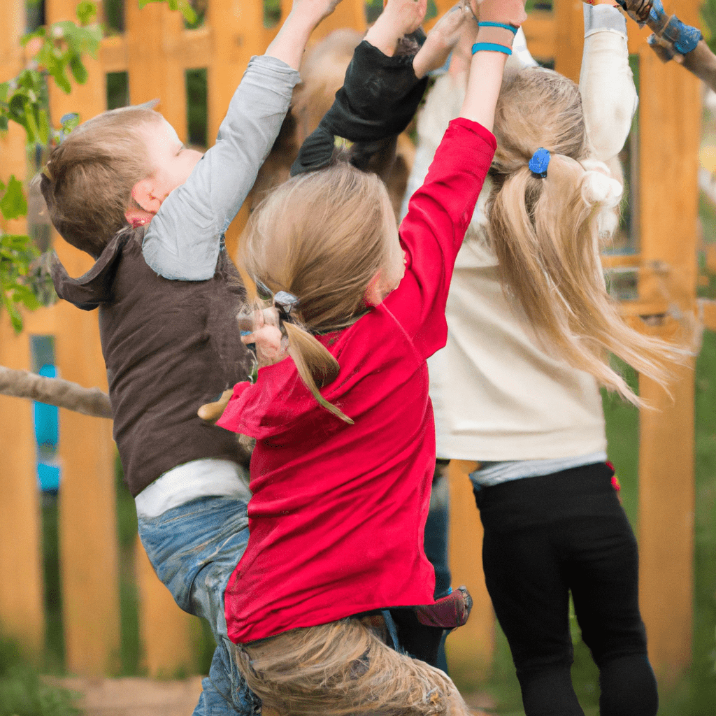[A photo of children playing outdoor games] Children enjoying outdoor games is a great way to develop their gross motor skills and overall health.. Sigma 85 mm f/1.4. No text.