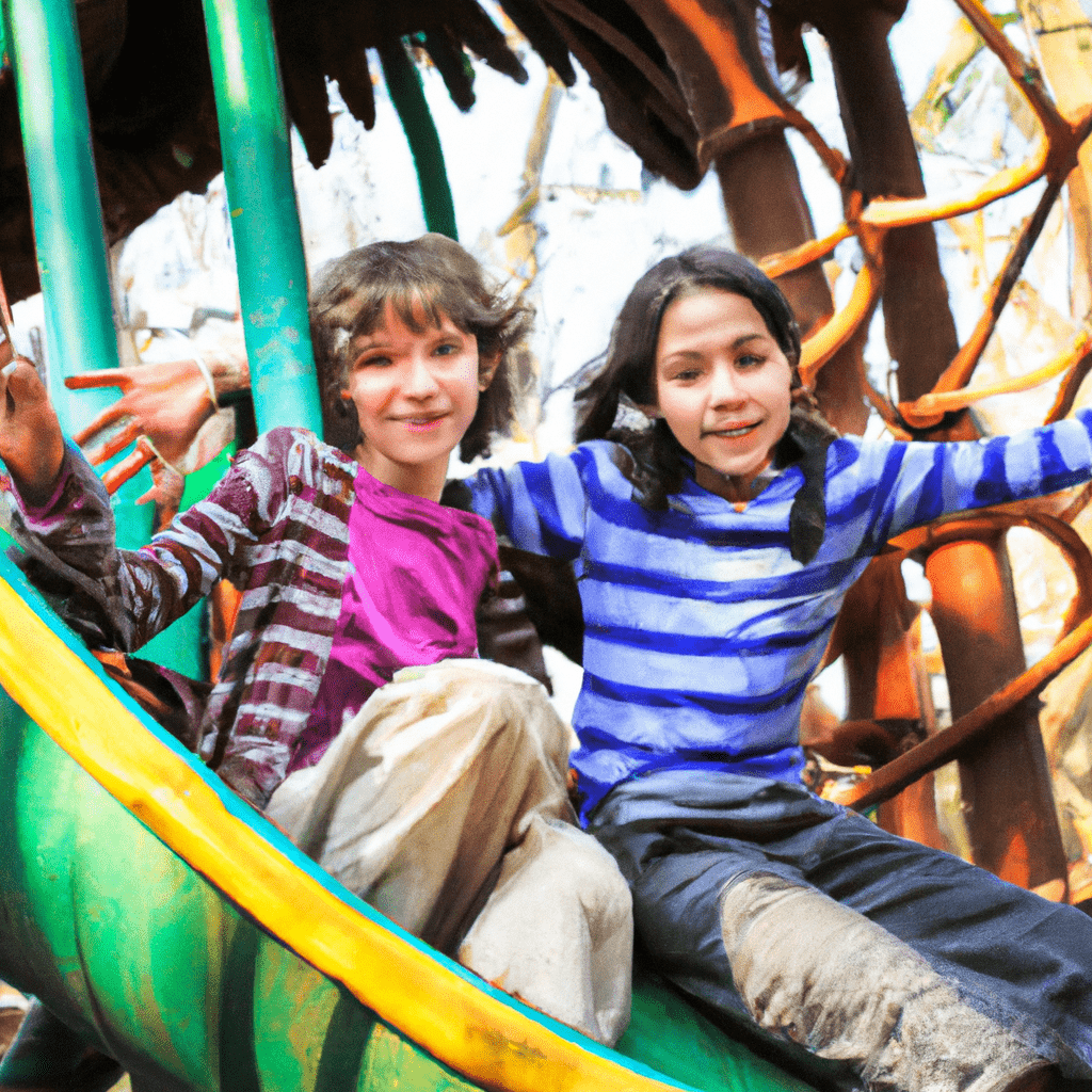 2 - [Children laughing and having fun on a colorful jungle-themed playground in the zoo.]. Canon 70-200 mm f/2.8. No text. Sigma 85 mm f/1.4. No text.. Sigma 85 mm f/1.4. No text.