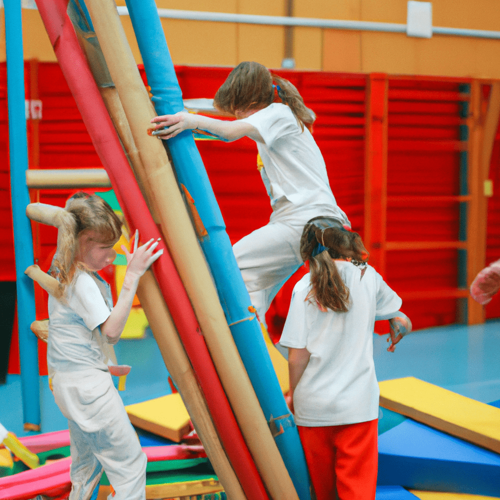 4 - [A photo of children participating in a fun obstacle course] Children testing their skills on an obstacle course is a great way to develop their gross motor skills, coordination, and overall health. Sigma 85 mm f/1.4. No text.. Sigma 85 mm f/1.4. No text.