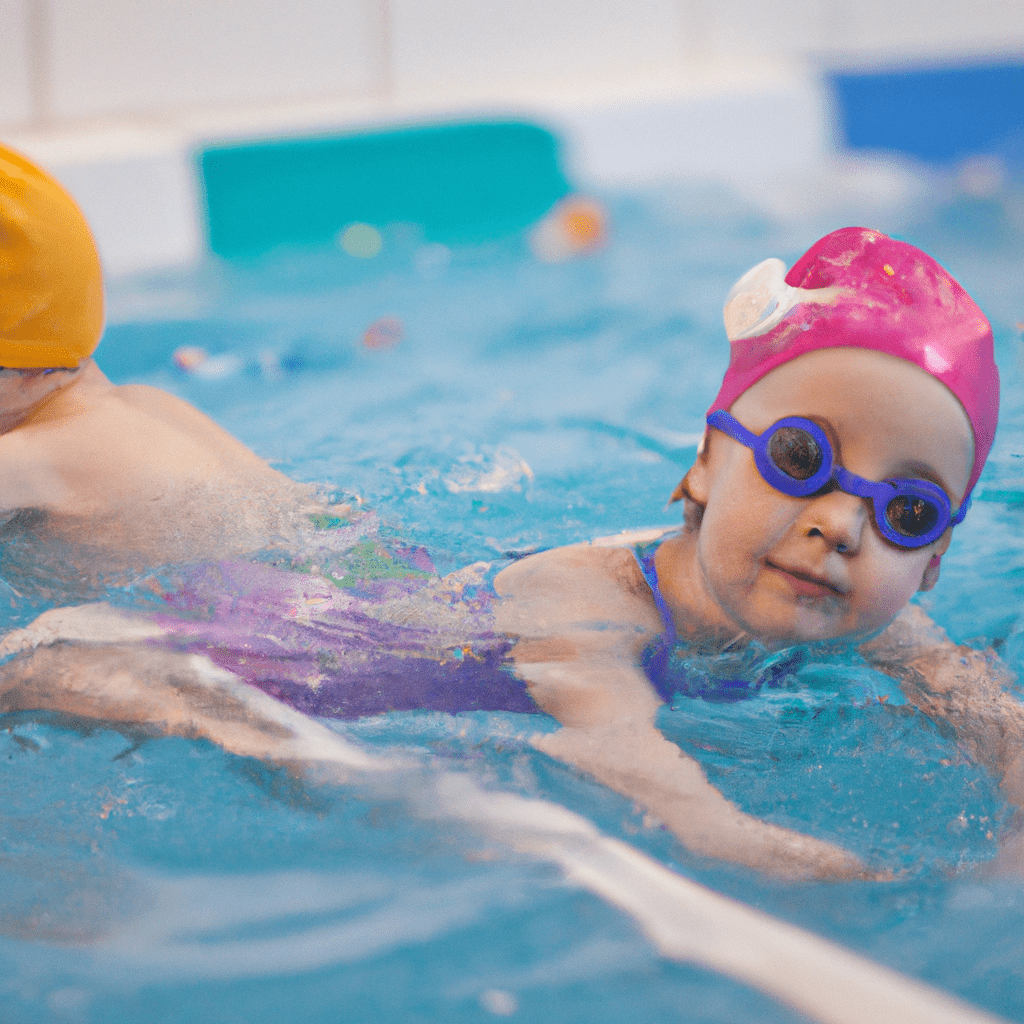 2 - [Image: Children learning basic swimming skills in a pool].. Sigma 85 mm f/1.4. No text.
