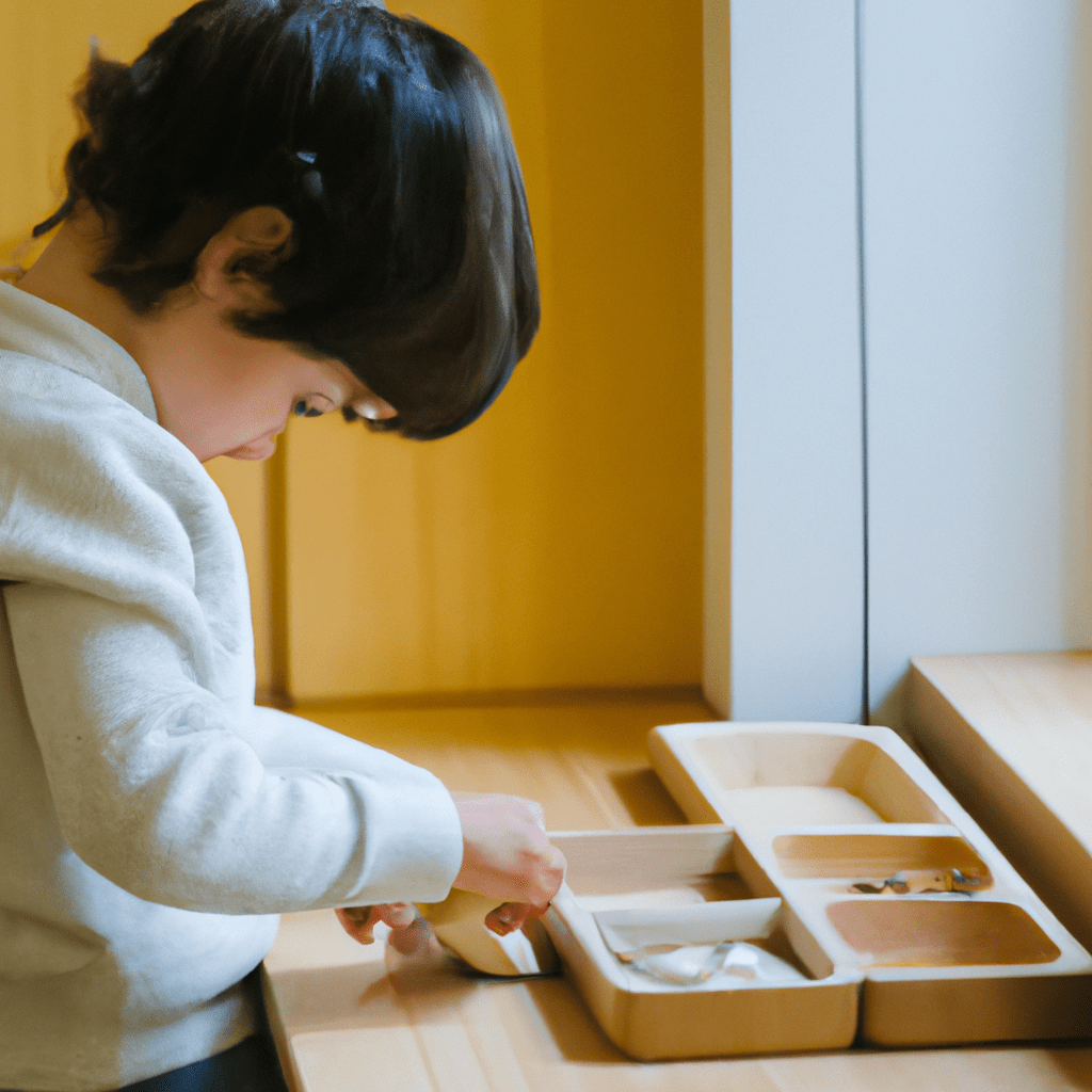 [Image: A child engrossed in a hands-on Montessori activity, exploring the prepared environment.]. Sigma 85 mm f/1.4. No text.