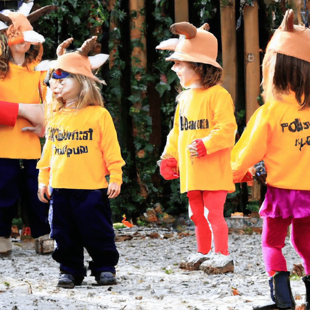A photo of children dressed as fairy tale characters enjoying an interactive walk in a zoo, accompanied by a guide. They are learning about animals and nature through fun activities and storytelling. Canon 70-200 mm f/2.8. No text. Sigma 85 mm f/1.4. No text.. Sigma 85 mm f/1.4. No text.