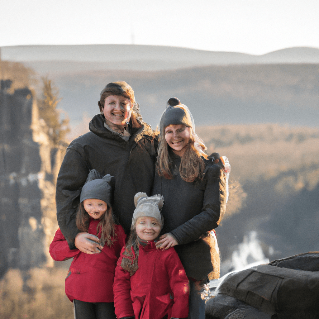 [Family posing in front of breathtaking Czech scenery]. Sigma 85 mm f/1.4. No text.