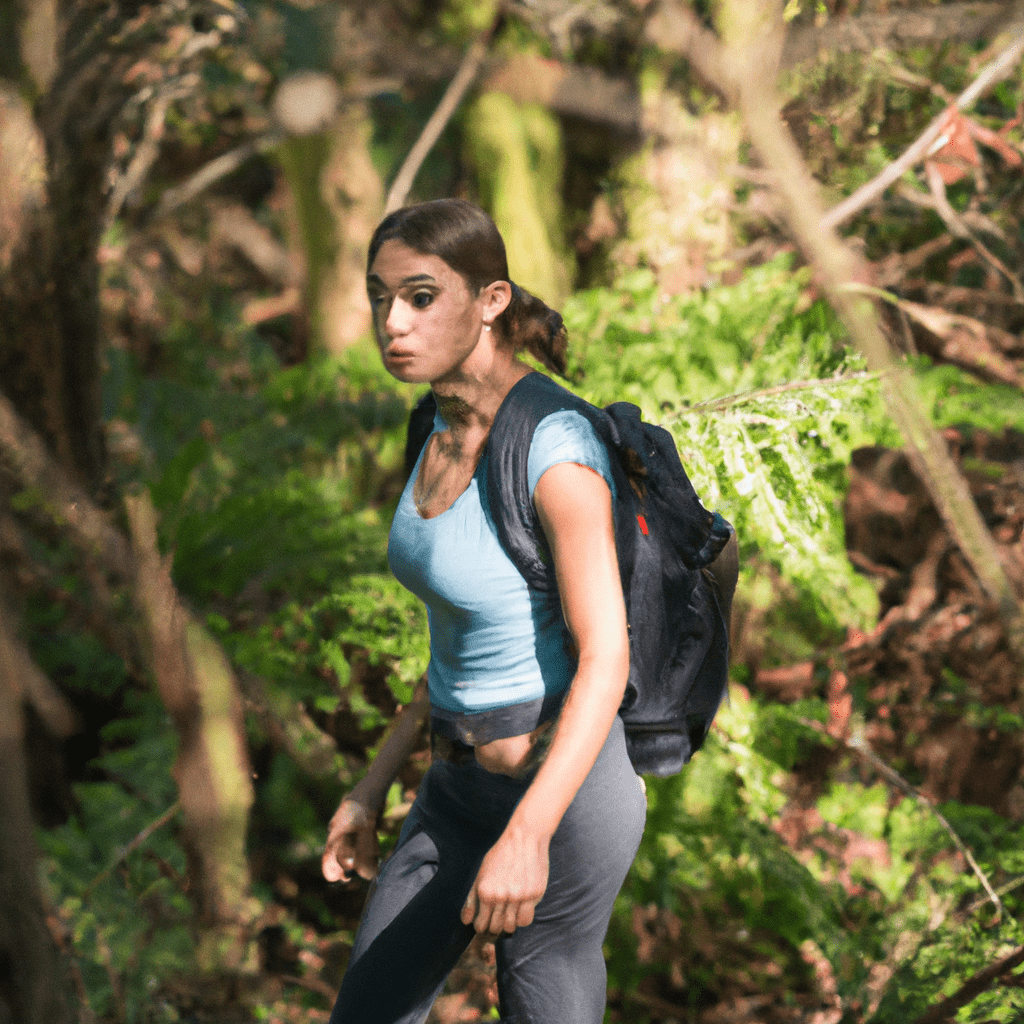 2 - [Woman wearing a backpack while exploring a forest trail]. Sony 50 mm f/1.8. No text.. Sigma 85 mm f/1.4. No text.