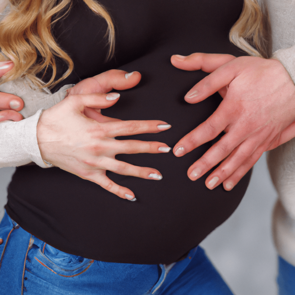 A photo of a loving couple supporting each other during pregnancy, symbolizing the importance of parental support and preparation for the role of mother and father.. Sigma 85 mm f/1.4. No text.