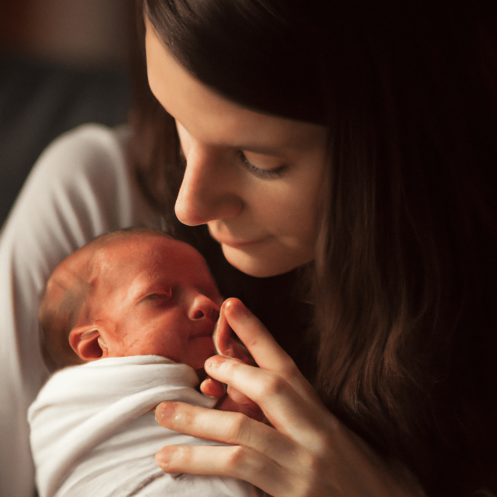 A photo of a loving mother gently cradling her newborn baby, creating a bond and providing comfort during the adaptation to the outside world. Sigma 85 mm f/1.4. No text.. Sigma 85 mm f/1.4. No text.