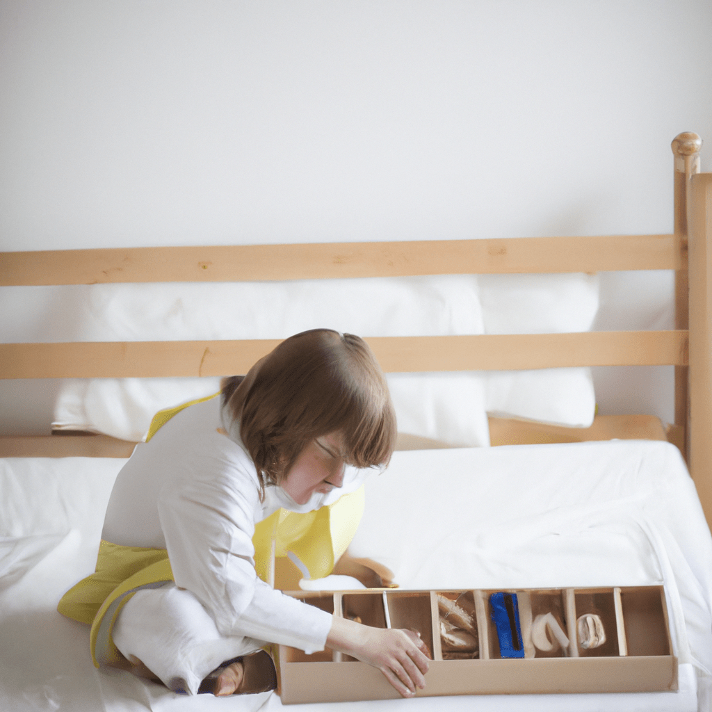 4 - [Child peacefully engrossed in creative play in a Montessori-inspired bedroom]. Canon 35mm f/1.8. No text. Sigma 85 mm f/1.4. No text.. Sigma 85 mm f/1.4. No text.