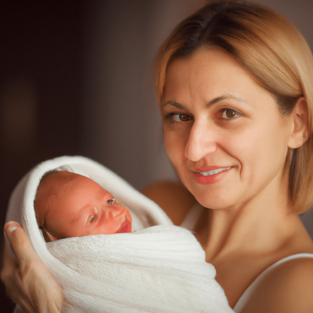 [Maternal Bonding: A mother holding her newborn baby, enveloped in love and warmth.]. Sigma 85 mm f/1.4. No text.