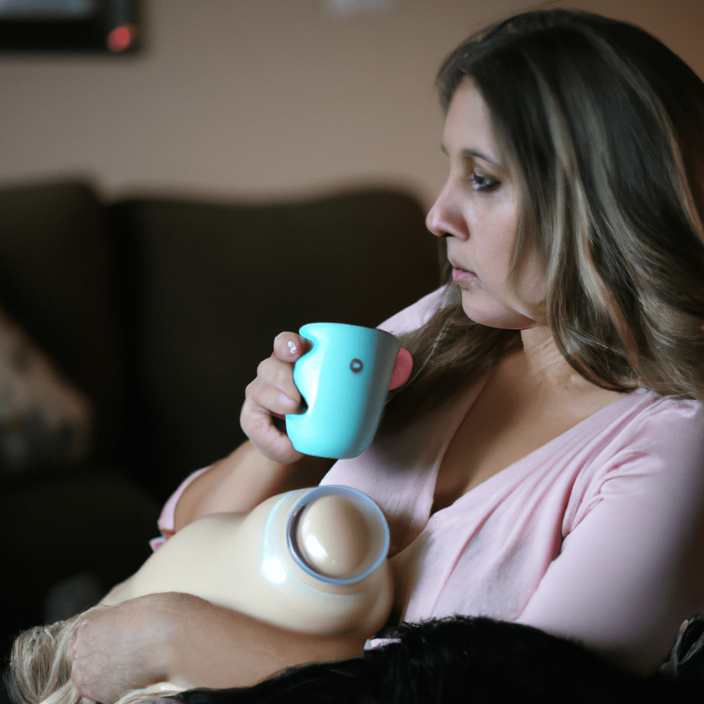 A mother enjoying a warm beverage while breastfeeding, illustrating the importance of alcohol-free alternatives for nursing mothers. Sigma 85 mm f/1.4. No text.. Sigma 85 mm f/1.4. No text.
