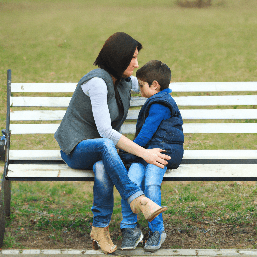 2 - [A photo of a parent and child sitting on a park bench, trustingly leaning into each other, symbolizing the balance between justice and trust in positive discipline]. Sigma 85 mm f/1.4. No text.. Sigma 85 mm f/1.4. No text.