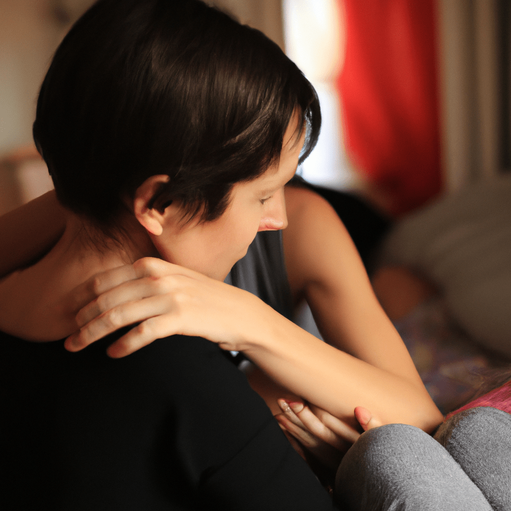 A photo of a woman receiving therapeutic support, emphasizing the importance of seeking professional help for postpartum depression. Canon EOS R, 35mm f/1.8 lens. No text.. Sigma 85 mm f/1.4. No text.