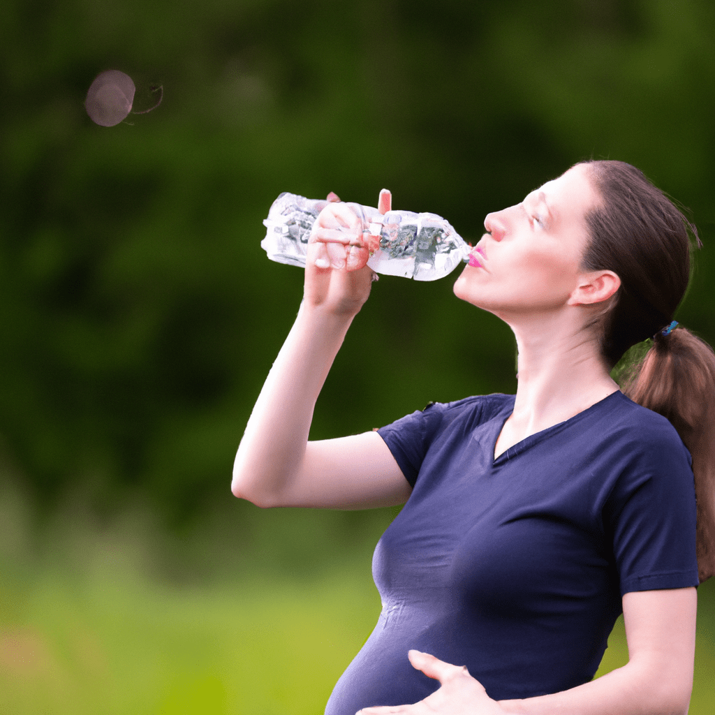 A pregnant woman staying active and hydrated by doing prenatal exercises and drinking water. Sigma 85 mm f/1.4. No text.. Sigma 85 mm f/1.4. No text.