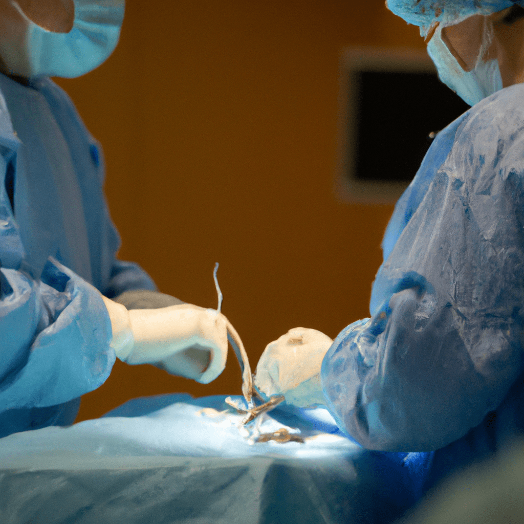 A photo of a surgeon performing a cesarean section, with the focus on the sterile surgical instruments being used. [Cesarean Section Procedure photo]. Sigma 85 mm f/1.4. No text.. Sigma 85 mm f/1.4. No text.