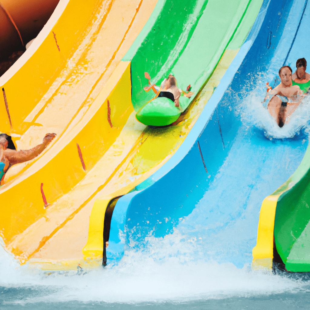 2 - [A photo of a family sliding down a giant water slide in a thrilling water park.]. Sigma 85 mm f/1.4. No text.
