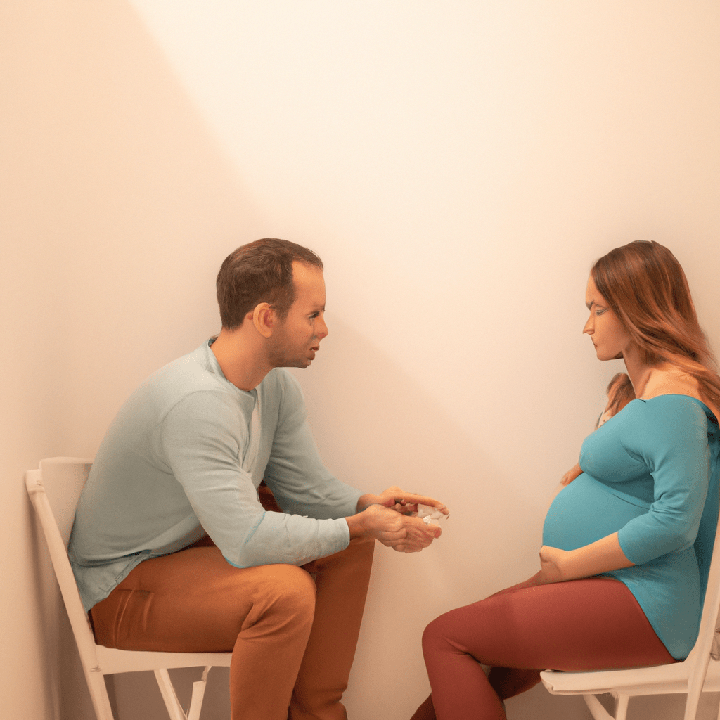 2 - A photo of a couple sitting together, discussing the options for where they will give birth, with a sense of anticipation and decision-making. Sigma 85 mm f/1.4. No text.. Sigma 85 mm f/1.4. No text.