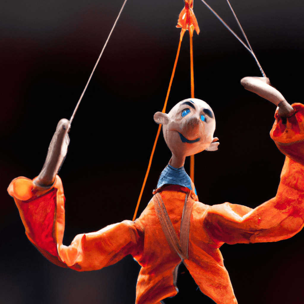 A photo showcasing a marionette with movable joints, allowing for fluid and precise movements. Capture the artistry and creativity in bringing these puppets to life. Sigma 85mm f/1.4. No text.. Sigma 85 mm f/1.4. No text.