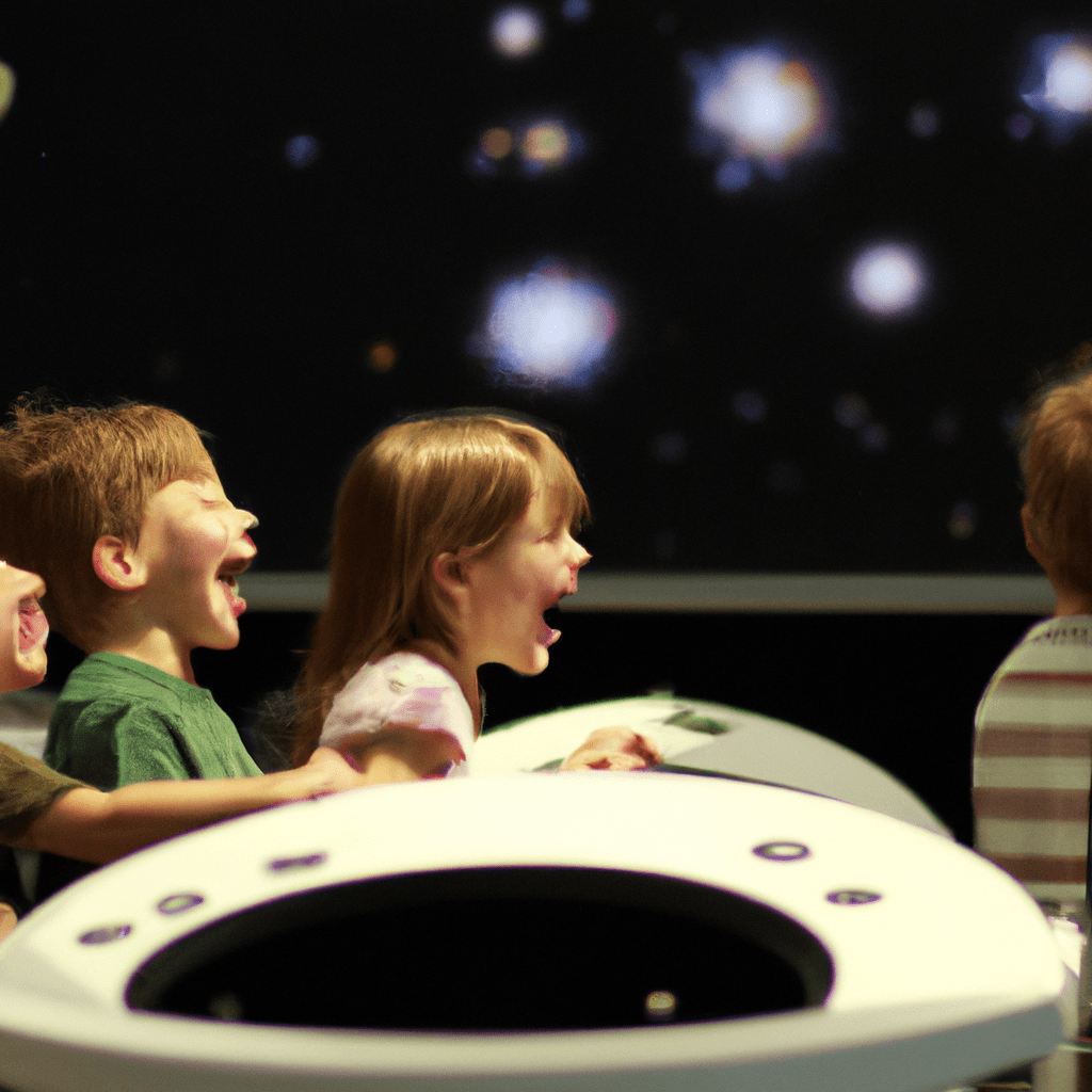 Picture description: Children actively participating in an interactive presentation at Planetarium A, while learning and having fun at the same time.. Sigma 85 mm f/1.4. No text.