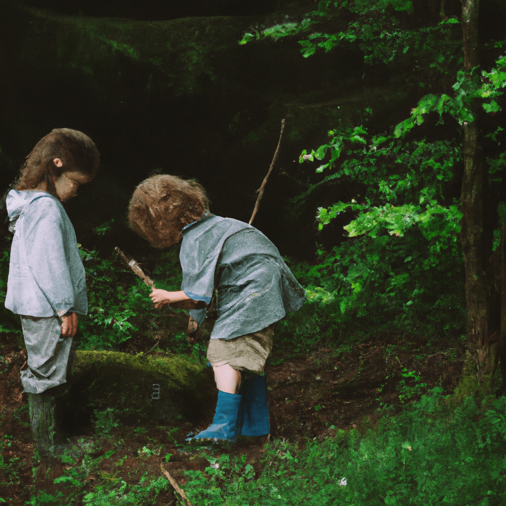 2 - A photo of children exploring hidden treasures in the woods, embracing the wonders of nature. Sigma 85 mm f/1.4. No text.. Sigma 85 mm f/1.4. No text.
