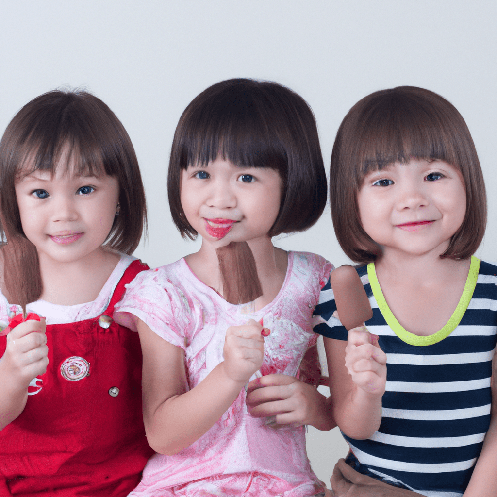 2 - [Image: A group of children happily enjoying their favorite ice cream flavors - chocolate, strawberry, and banana.]. Nikon 50 mm f/1.8. No text.. Sigma 85 mm f/1.4. No text.