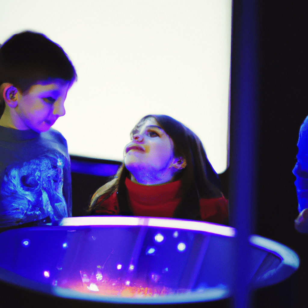 2 - Picture description: Children amazed by an interactive simulation at Planetarium C, exploring the mysteries of the universe with excitement. Sigma 85 mm f/1.4. No text.. Sigma 85 mm f/1.4. No text.