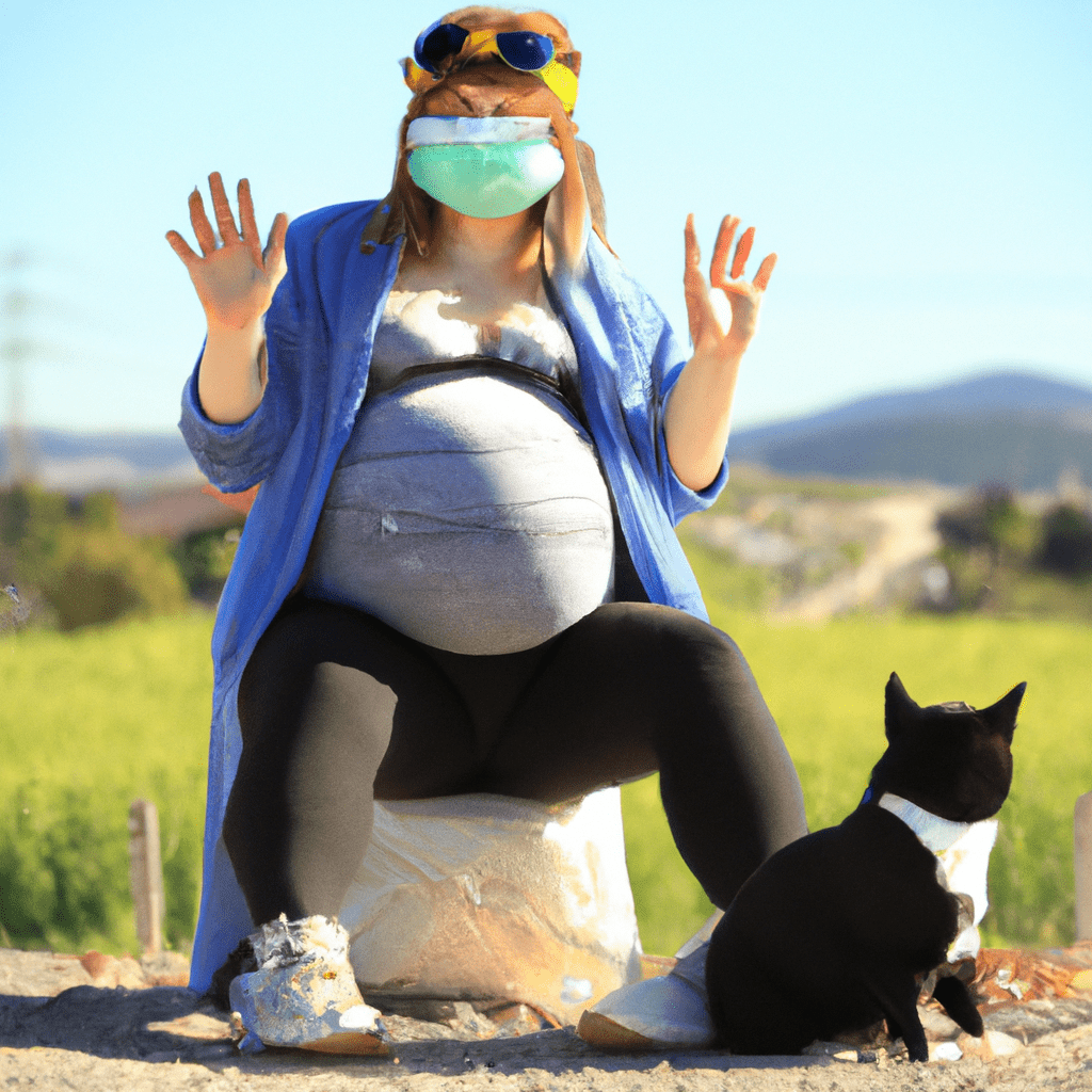 2 - An expecting mother wearing a protective face mask in a pet-free environment, keeping herself safe from allergens. Sigma 85 mm f/1.4. No text.. Sigma 85 mm f/1.4. No text.