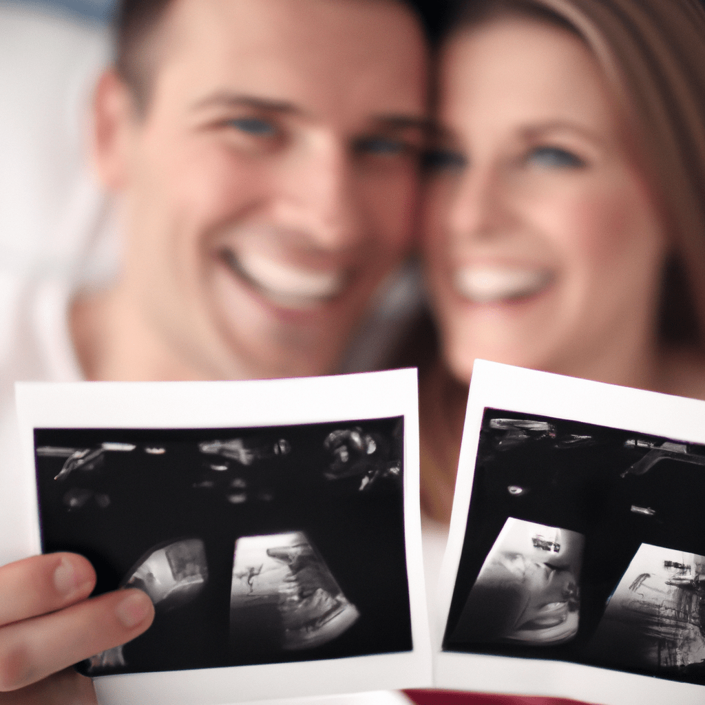 2 - [Picture: A couple holding ultrasound images and smiling]. Canon 50 mm f/1.8. No text.. Sigma 85 mm f/1.4. No text.