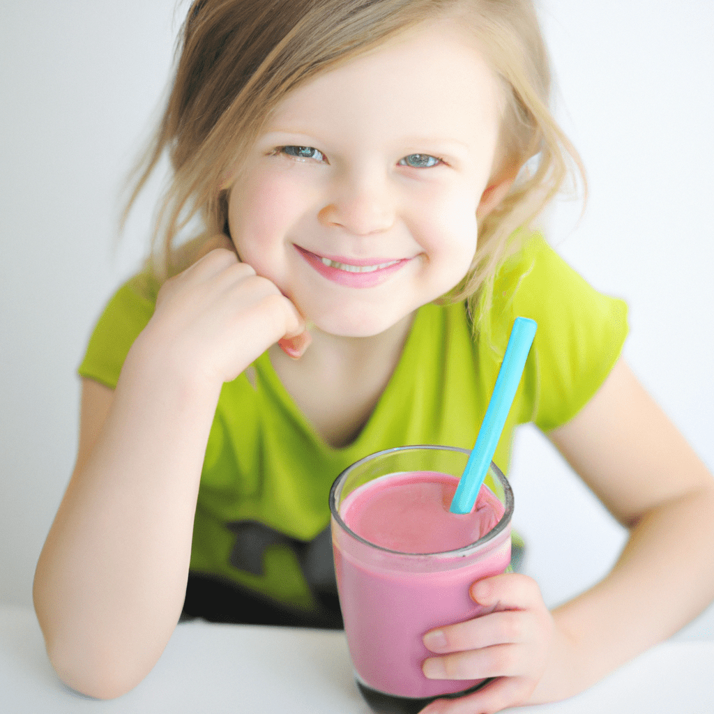 3 - [Photo: A happy child sipping a colorful and nutritious smoothie, enjoying the benefits of fresh fruits and vegetables. Sigma 85 mm f/1.4. No text.]. Sigma 85 mm f/1.4. No text.