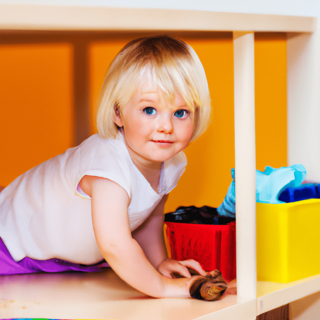 [A photo of a child happily exploring a Montessori classroom with various materials.]. Sigma 85 mm f/1.4. No text.