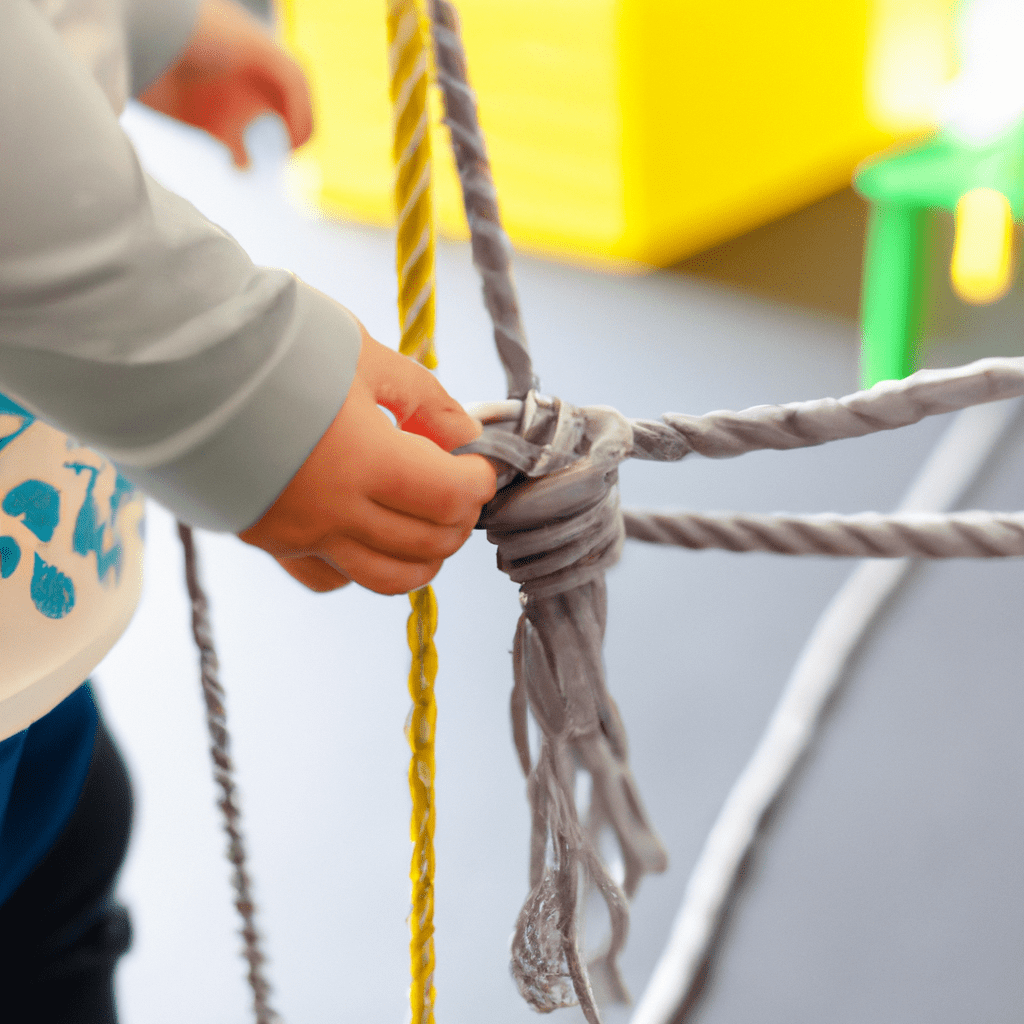 [Montessori pedagogy promotes gross motor skills development with obstacle courses and physical activities.]. Sigma 85 mm f/1.4. No text.