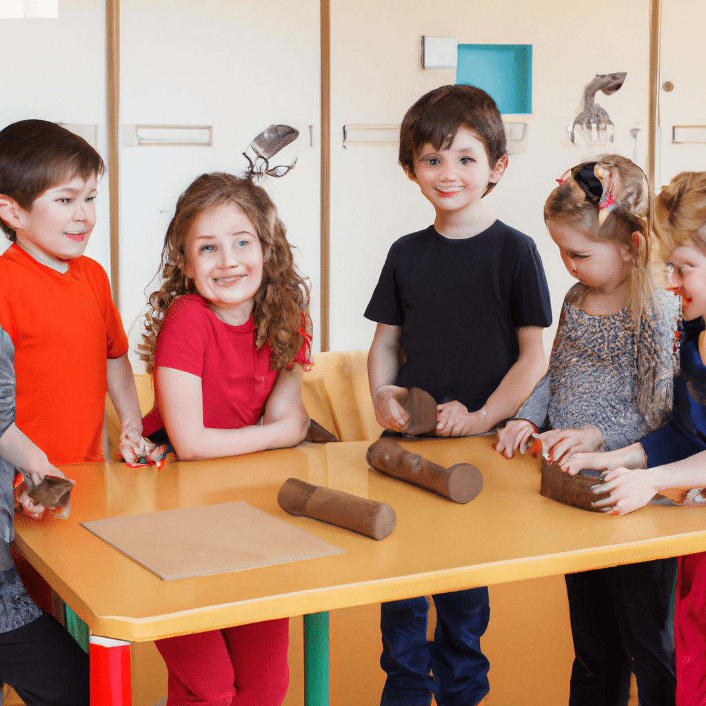 [Image: A group of enthusiastic Montessori students engaged in hands-on learning activities.]. Sigma 85 mm f/1.4. No text.