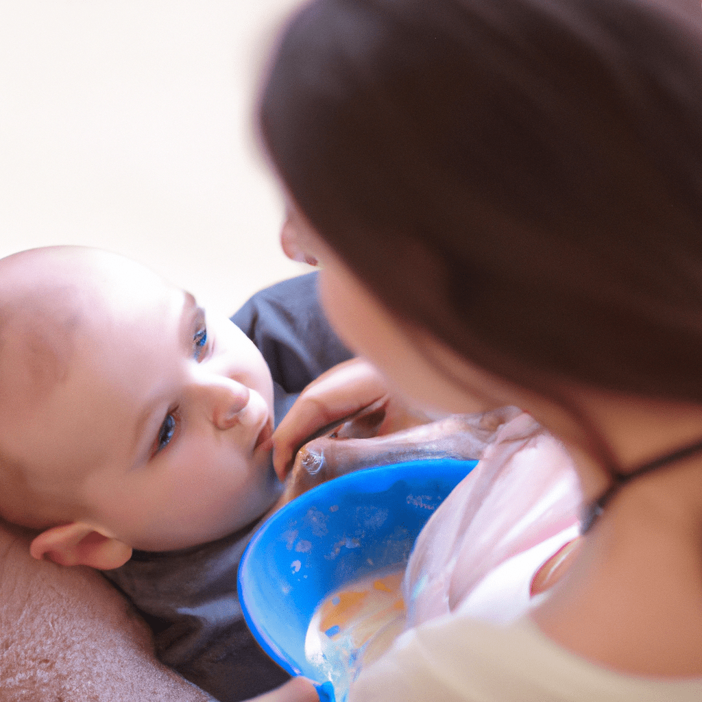 [Image: A mother holding a plate of food while breastfeeding her baby.]. Sigma 85 mm f/1.4. No text.