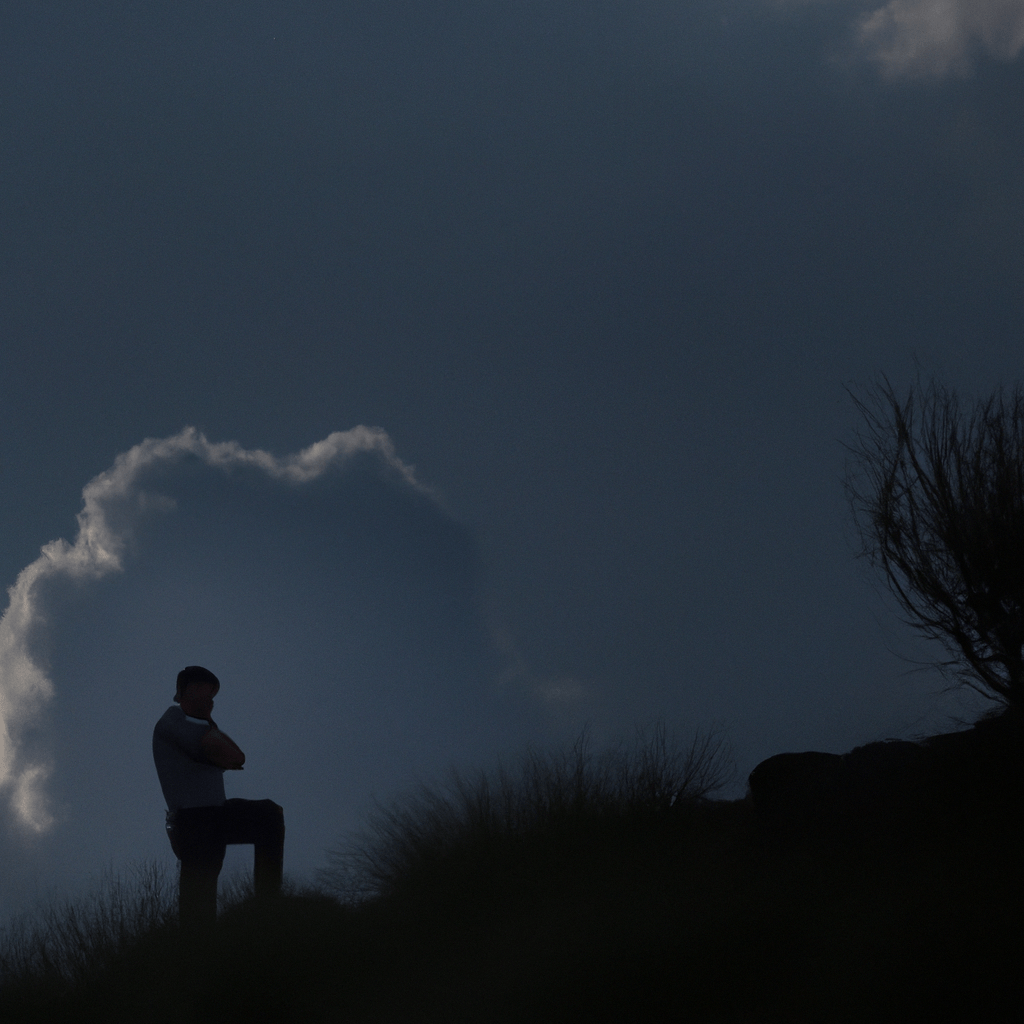 2 - [IMAGE] A person standing alone on top of a mountain, symbolizing independence and personal growth. With the help of self-reliance, one can conquer any challenge that comes their way.. Sigma 85 mm f/1.4. No text.