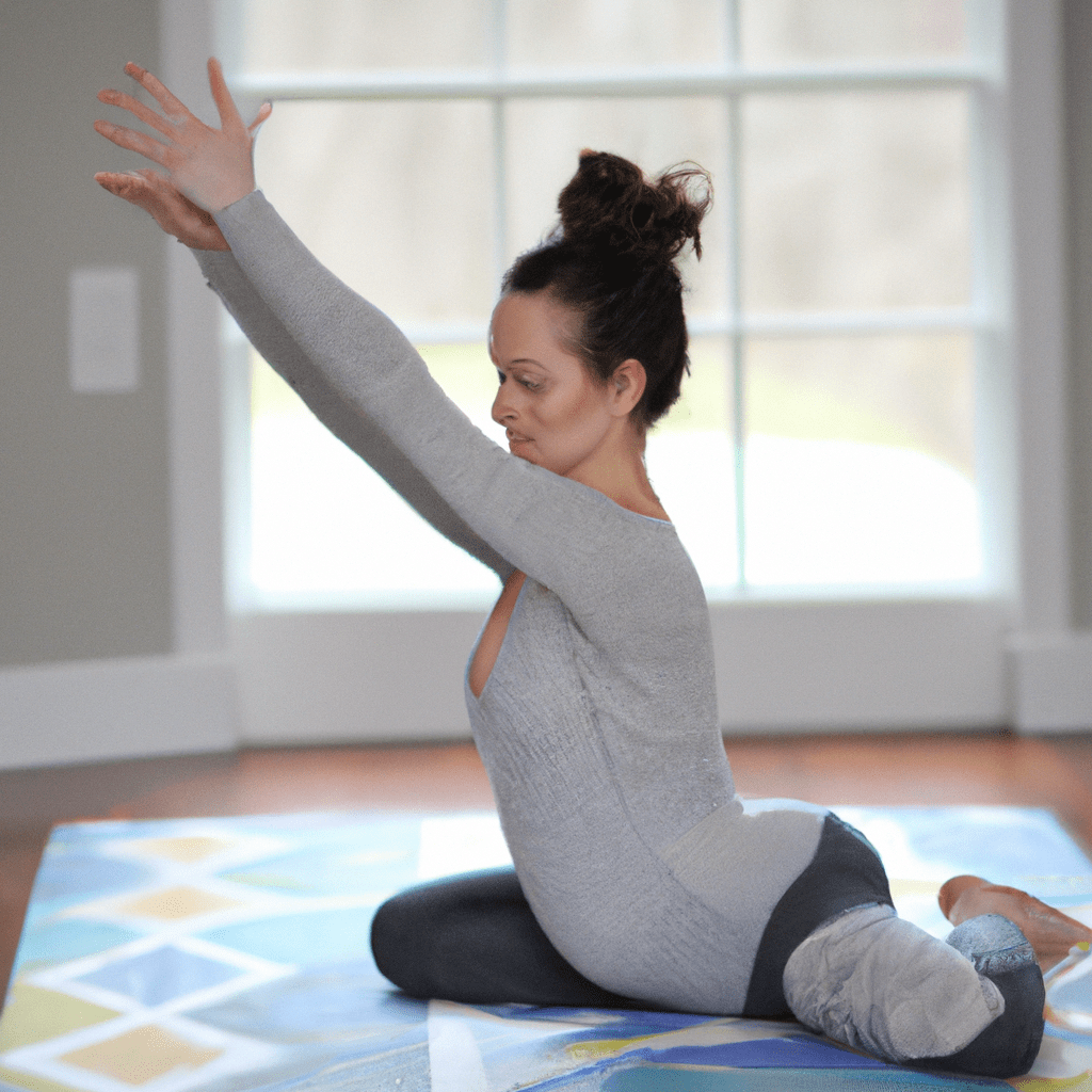 3 - [photo] A new mother taking a peaceful moment for herself, practicing postpartum yoga to aid in her recovery. Nikon 50mm f/1.8. No text.. Sigma 85 mm f/1.4. No text.