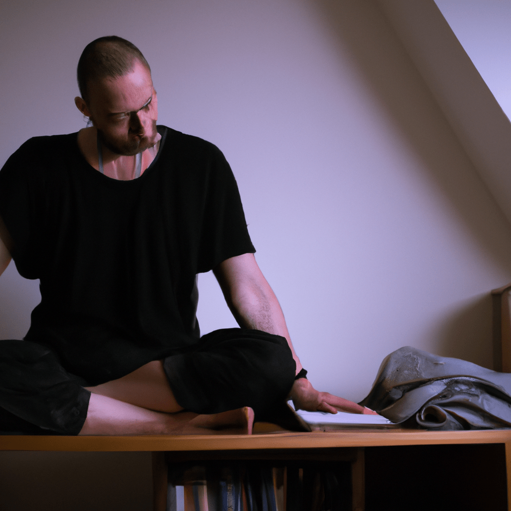A photo of a person sitting in a peaceful room, meditating and opening their mind to creativity. Sigma 35 mm f/1.4. No text.. Sigma 85 mm f/1.4. No text.