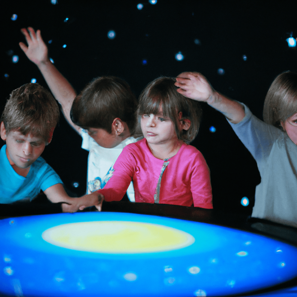 3 - Picture description: Children enthusiastically participating in an interactive space journey at Planetarium DEF, learning about the universe while engaging in fun activities. Sigma 85 mm f/1.4. No text.. Sigma 85 mm f/1.4. No text.