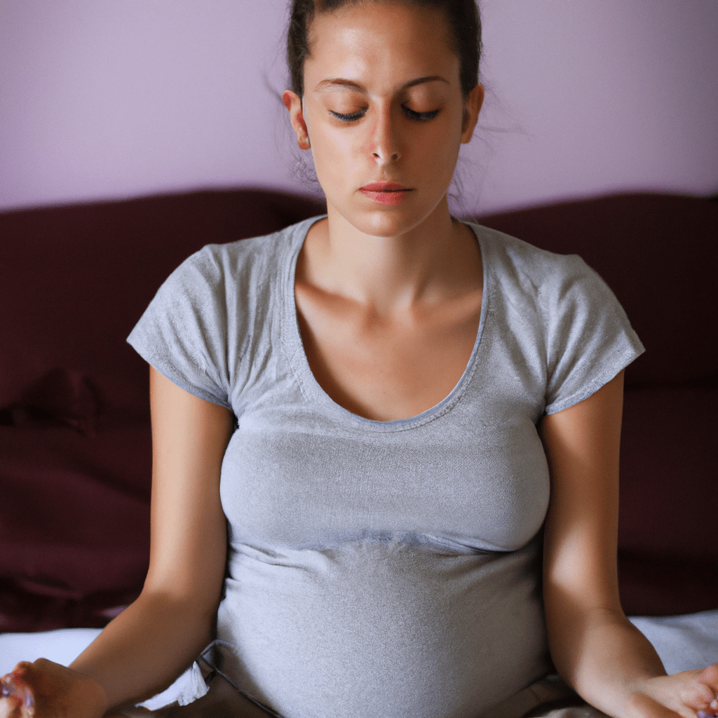 3 - [Image: A pregnant woman practicing mindfulness meditation to cope with emotional ups and downs.]. Sigma 85 mm f/1.4. No text.. Sigma 85 mm f/1.4. No text.