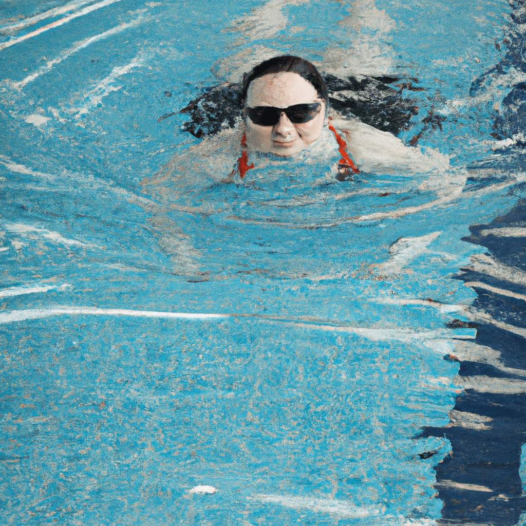 3 - A pregnant woman swimming in a pool, enjoying the benefits of cardiovascular exercise while relieving tension in muscles and joints.. Sigma 85 mm f/1.4. No text.