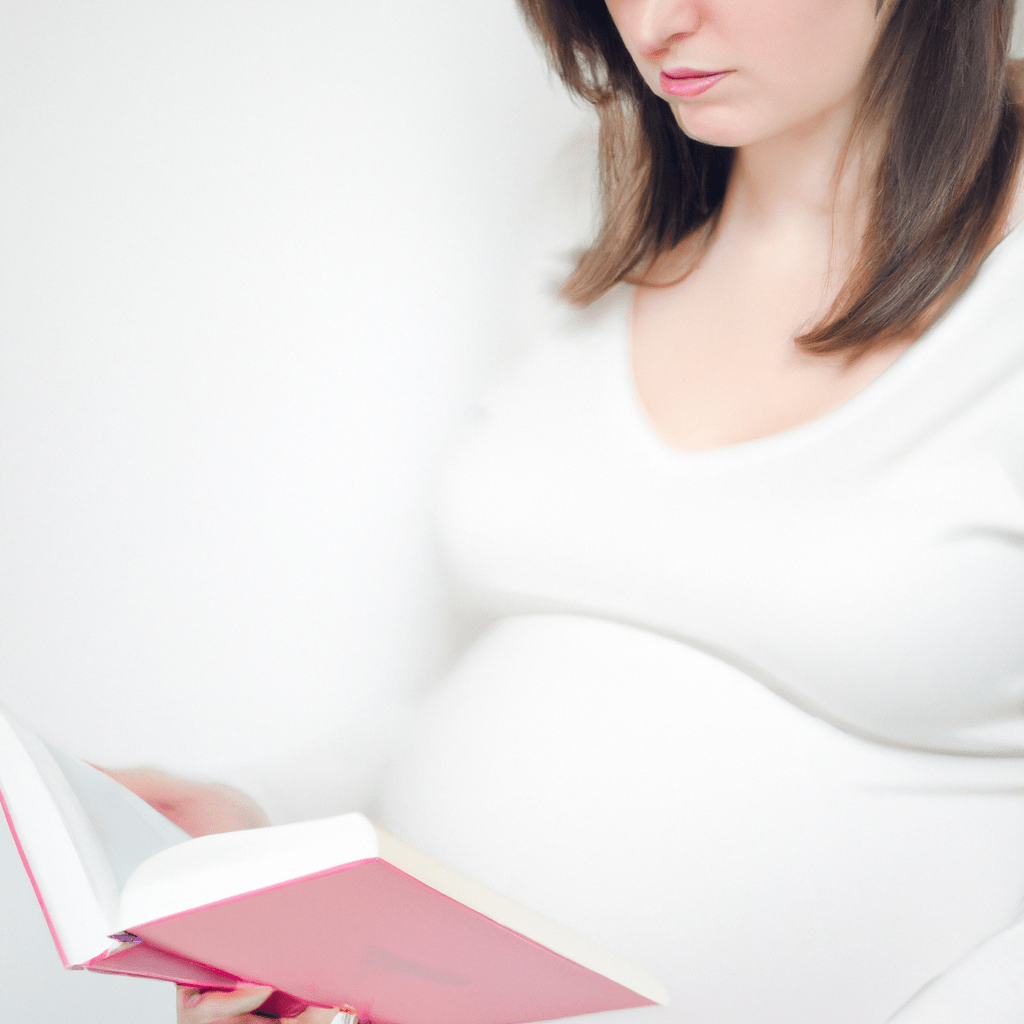 PHOTO: A pregnant woman reading a book about pregnancy moods, seeking understanding and strategies to cope with emotional changes. Nikon 50mm f/1.8. No text.. Sigma 85 mm f/1.4. No text.