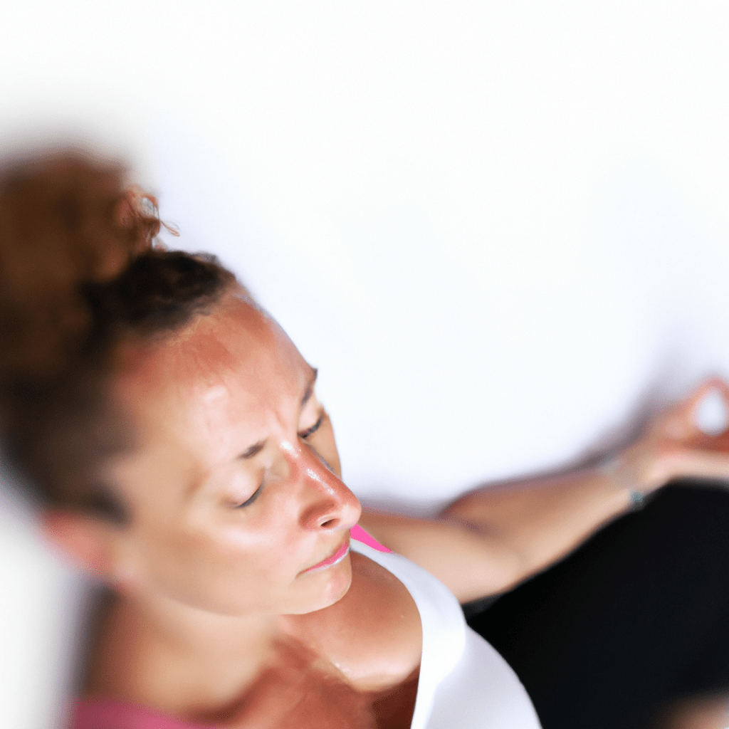 2 - [photo] A pregnant woman practicing deep breathing techniques to promote relaxation and provide sufficient oxygen to her unborn baby.. Sigma 85 mm f/1.4. No text.